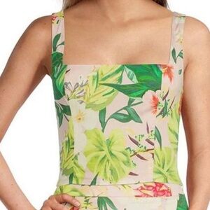 NWT ANTONIO MELANI paislee green tropical floral top blouse